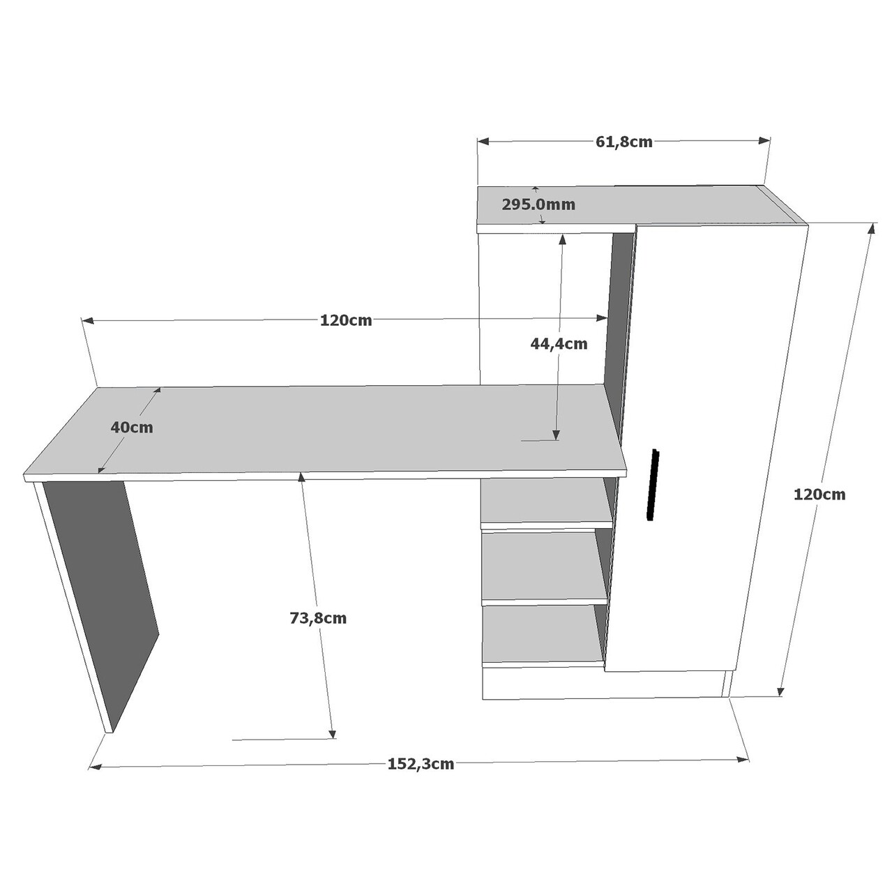 Birou CT2 - AW, Locelso, 152.3x40x120 cm, PAL, natural/alb