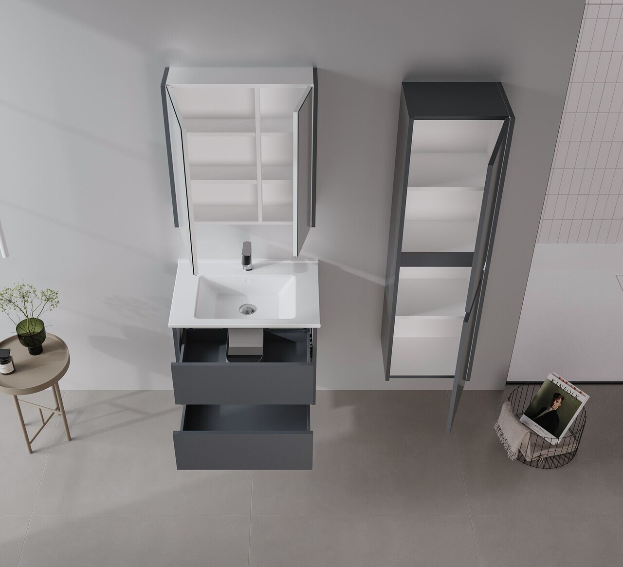 Dulap de baie, Hanah Home, Arno 40, Antracit — imaginea 6