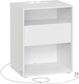 Noptiera cu priza si USB incorporate, Vasagle, 45x35x58.3 cm, PAL, asamblare fara unelte, alb mat