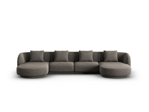 Coltar panoramic 5 locuri, Tulum, Cosmopolitan Design, 330x156x70 cm, tesatura chenille, gri
