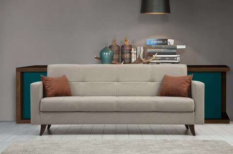 Canapea extensibila cu 3 locuri, Misty, 730MST1206, Cadru: METAL/LEMN, Bej