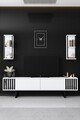 Comoda TV, Bexley, Chrome Line, 180x30x48 cm, PAL, Alb/Negru