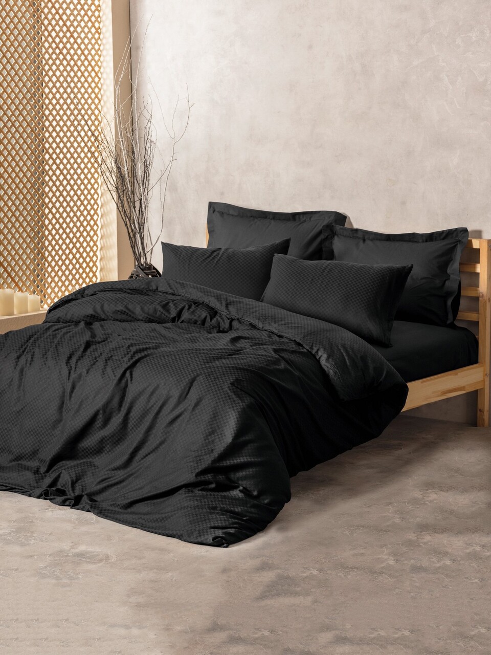 Lenjerie de pat pentru o persoana, Plaid - Black, Cotton Box, Bumbac Ranforce