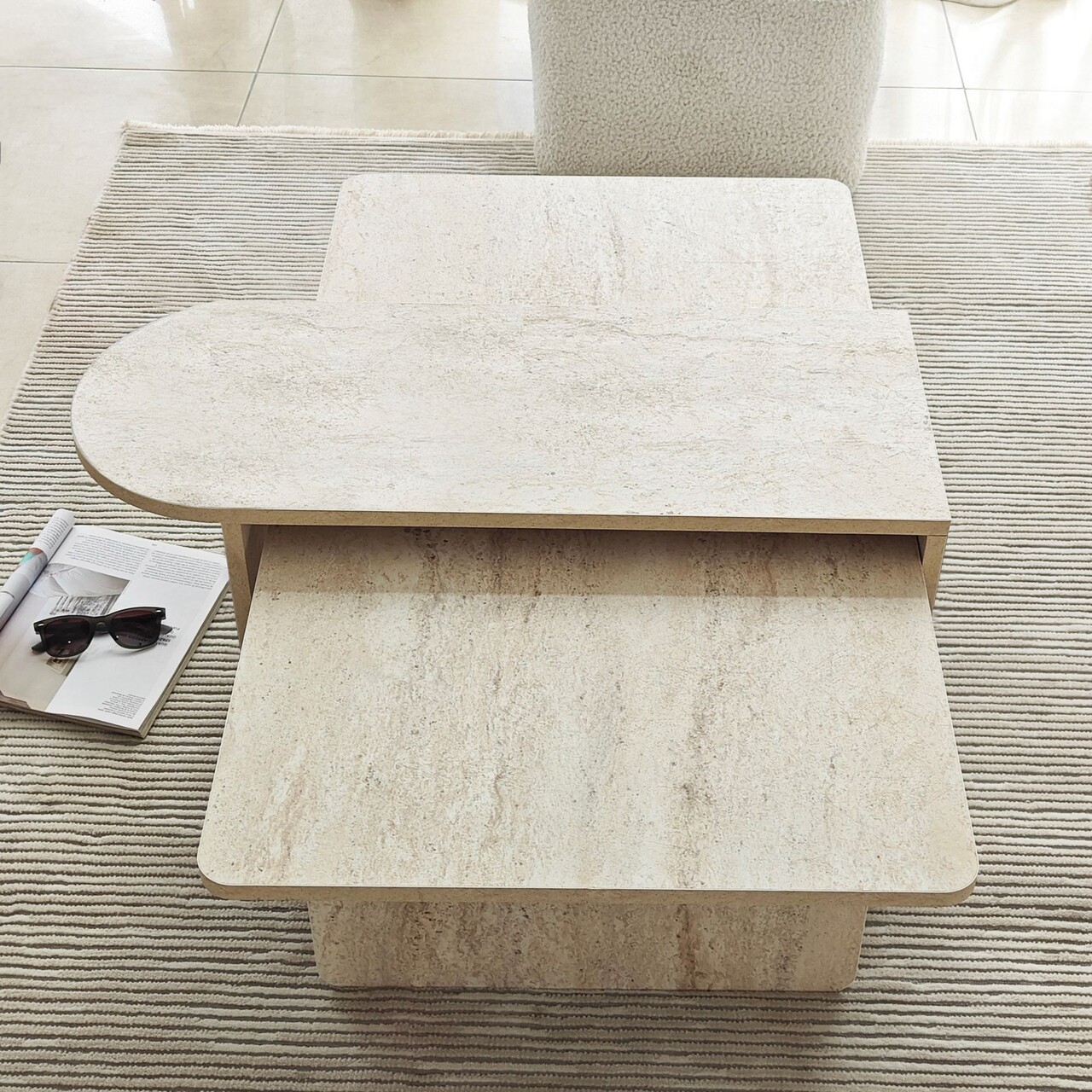 Set masute de cafea, Hanah Home, Paris, Bronz / Travertin - imagine 4