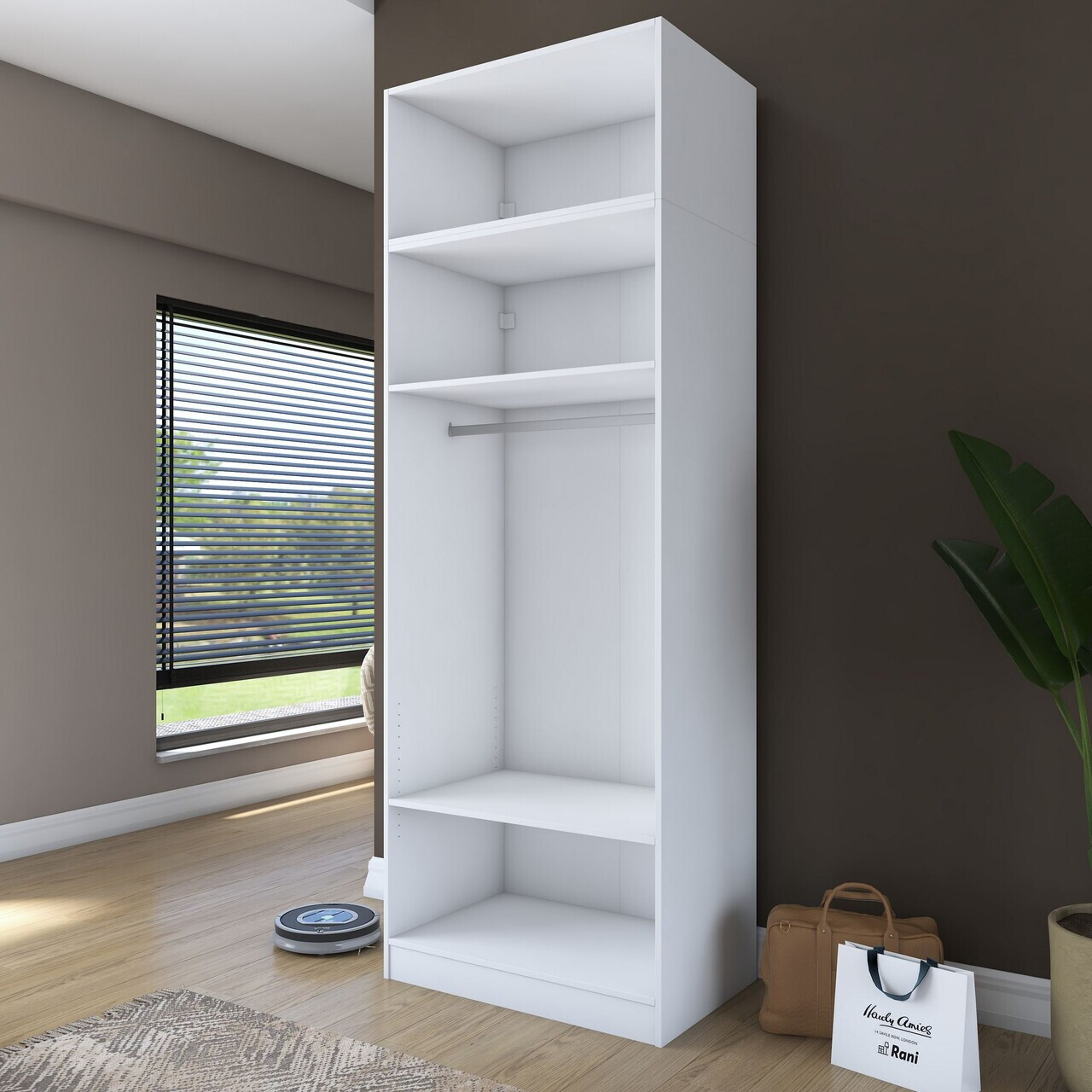 Dulap pentru haine, Hanah Home, BA211, 90x255x57.5 cm, PAL melaminat, Alb - view 5