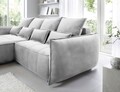 Coltar extensibil stanga 4 locuri ELTAP, LT-03NU, Campo, 265x196x88 cm, lemn/poliester, gri deschis