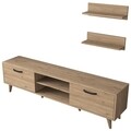 Comoda TV cu 2 rafturi, Wren, M48 - 1044, pal melaminat, nuc