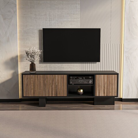 Comoda TV, Zena Home, Monaco, Negru/Maro