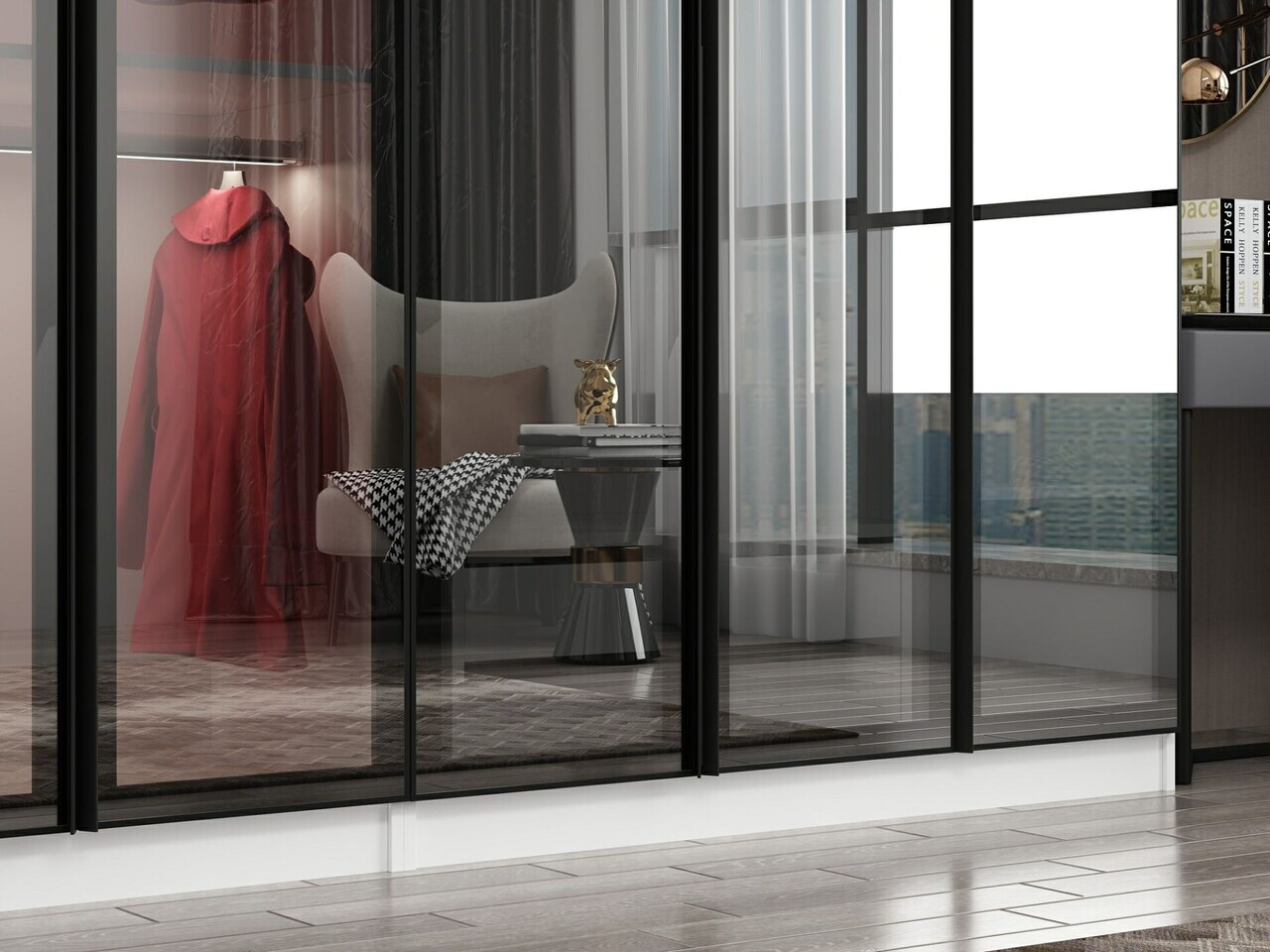 Dulap pentru haine, Hanah Home, Nisa, 360x210x52 cm, Alb — imaginea 5