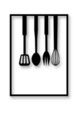Decoratiune de perete, Mutfak Seti, Metal, 50 x 70 cm, Negru