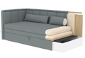 Canapea extensibila brat stanga 3 locuri, ELTAP, Fulgeo, 214x82x77 cm, lemn/catifea din poliester, albastru inchis/gri