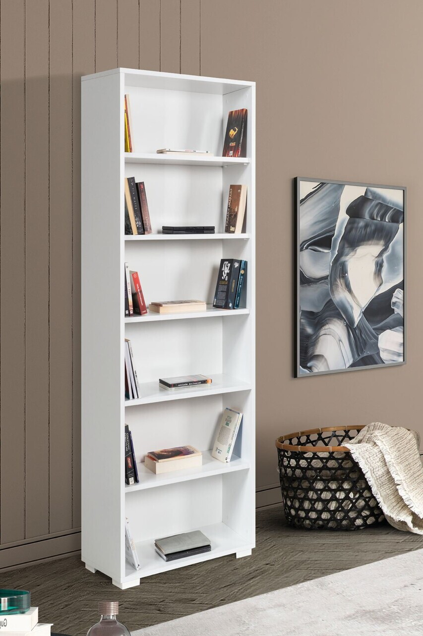 Corp biblioteca, Hanah Home, Evm 8124, 60x187x30 cm, PAL, Alb — imaginea 2