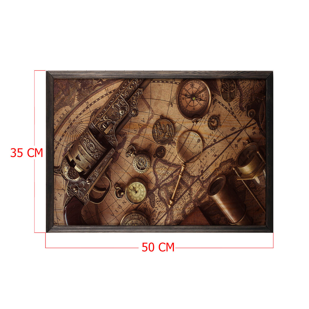 Tablou decorativ, Antic Map, Lemn, Lemn, Multicolor