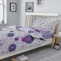 Lenjerie de pat pentru o persoana, Kinetics V.1, 3 piese, 160 x 220 cm, 100% bumbac ranforce, alb/mov