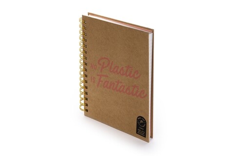 Carnet cu spirala, No Plastic Is Fantastic, Tri-Coastal Design, 18 x 21.5 cm, roz/auriu - 1 | YEO