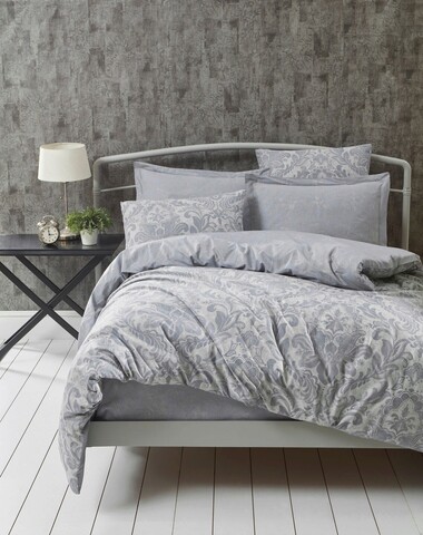 Lenjerie de pat dubla 3 piese, muster - grey, enlora home, bumbac ranforce