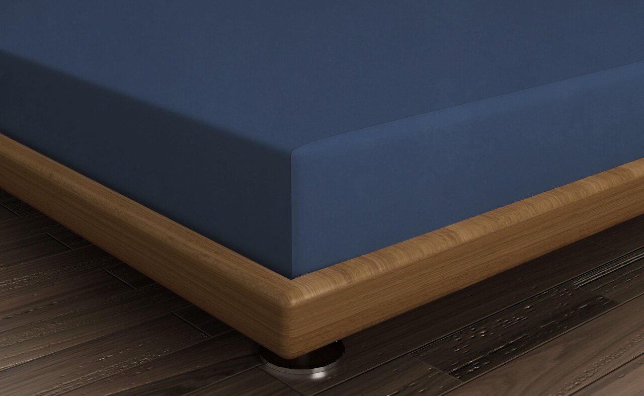 Cearceaf de pat cu elastic Ranforce Single Small (FR), L'essentiel Maison, Dark Blue, Albastru inchis - imagine 2