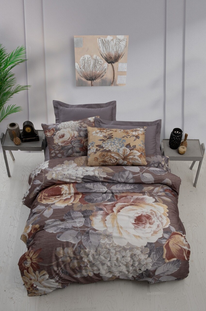 Lenjerie de pat dubla King (FR) 3 piese L'essentiel Maison 469 Gri / Maro / Bej