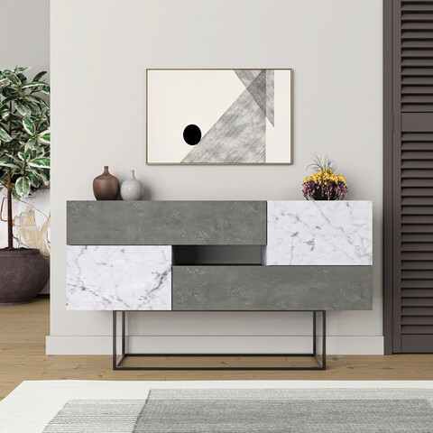Consola, Decortie, Eros, 145x82x30 cm, Gri/Alb Decortie