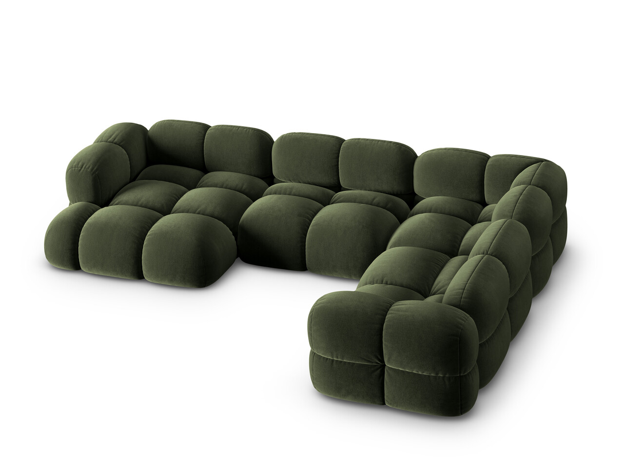 Coltar panoramic dreapta 5 locuri, Loretto, Cosmopolitan Design, 345x250x68 cm, catifea, verde - 1 | YEO