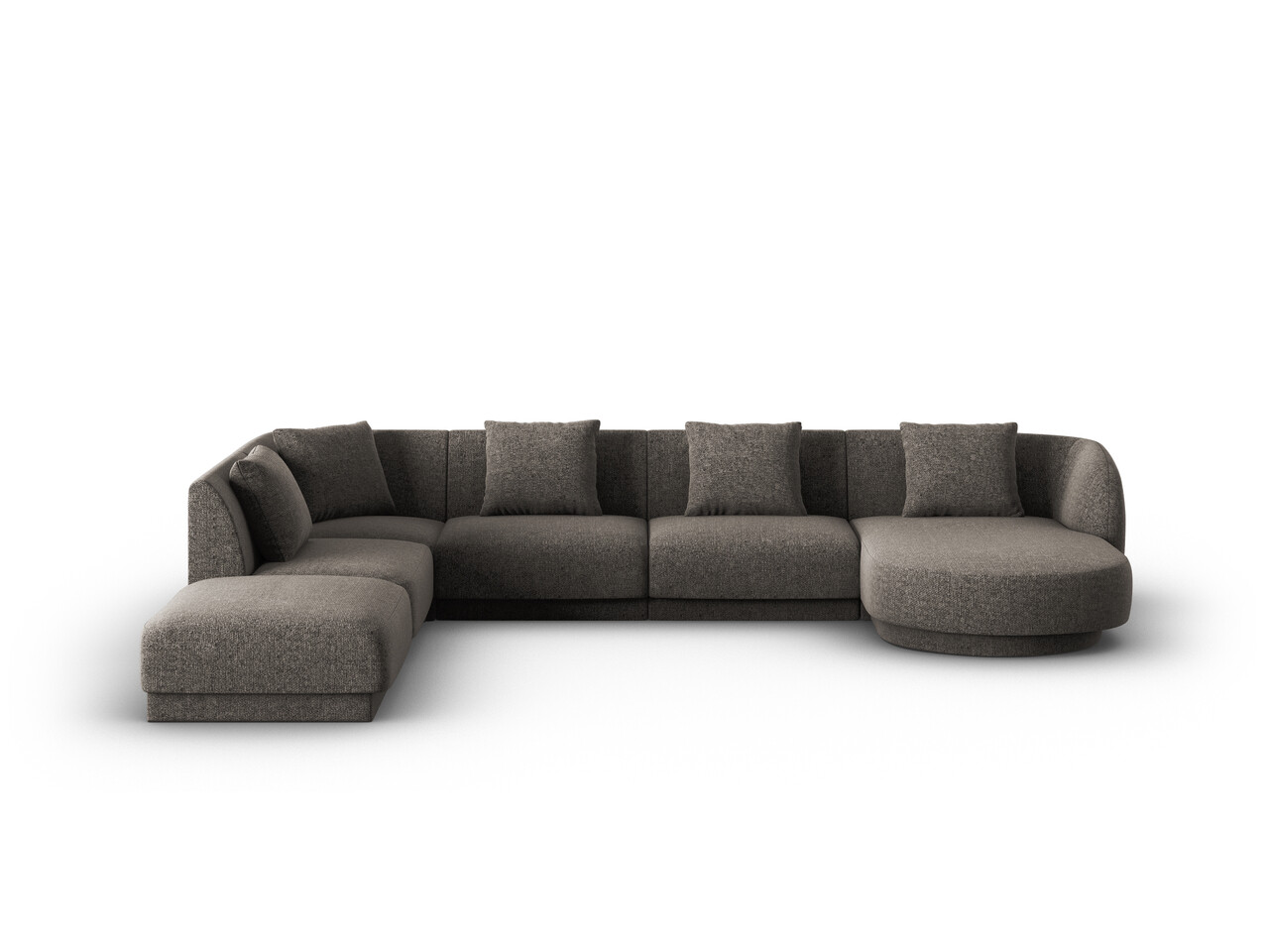 Coltar panoramic stanga 6 locuri, Tulum, Cosmopolitan Design, 330x255x70 cm, tesatura chenille, gri