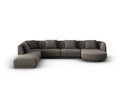 Coltar panoramic stanga 6 locuri, Tulum, Cosmopolitan Design, 330x255x70 cm, tesatura chenille, gri