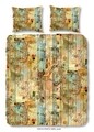 Lenjerie de pat pentru doua persoane, Good Morning, Postcard, 100% bumbac, 3 piese, multicolor