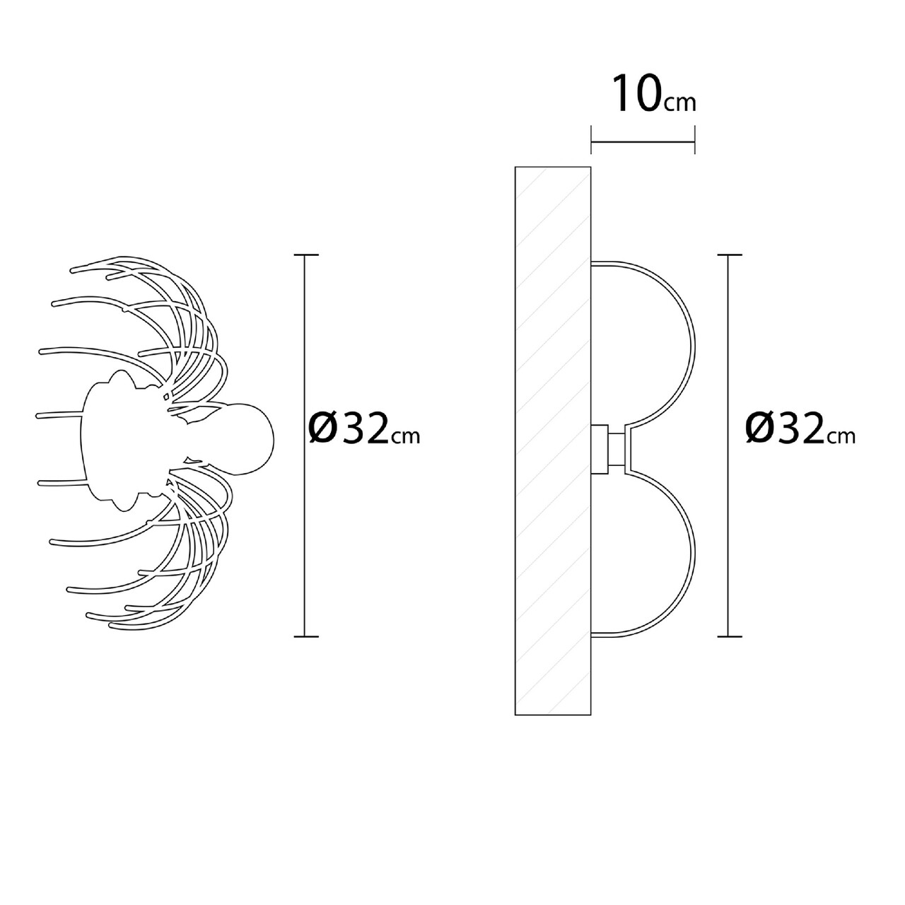 Aplica De Perete Lion, Maison In Design, Ø32 Cm, 1 X E27, 100W, Negru