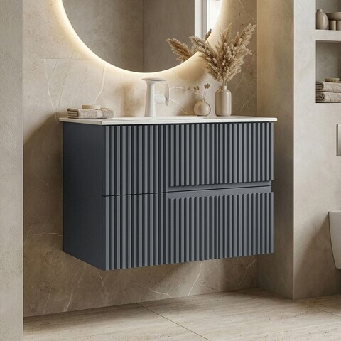 Dulap de baie cu chiuvetă, Hanah Home, Moonlight 70 v2, Antracit mat