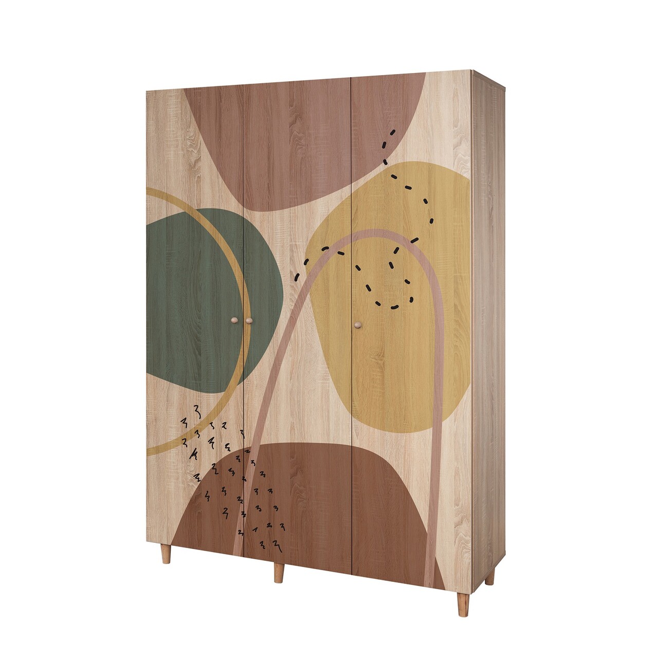 Dulap pentru haine, Vella, Lena 3 -911, 135x192x52 cm, PAL, Sonomo - 2 | YEO