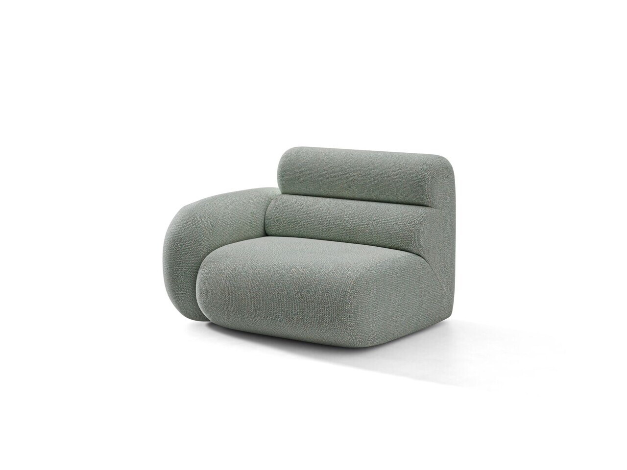 Modul canapea stanga 1 loc, Neo, Micadoni Home, 110x100x83 cm, tesatura Chenille Silencio, albastru muted — imaginea 2
