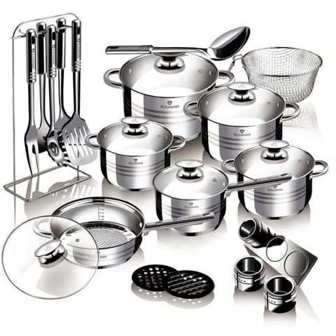 Set oale si ustensile, 27 piese, blaumann, gourmet line, inox/sticla