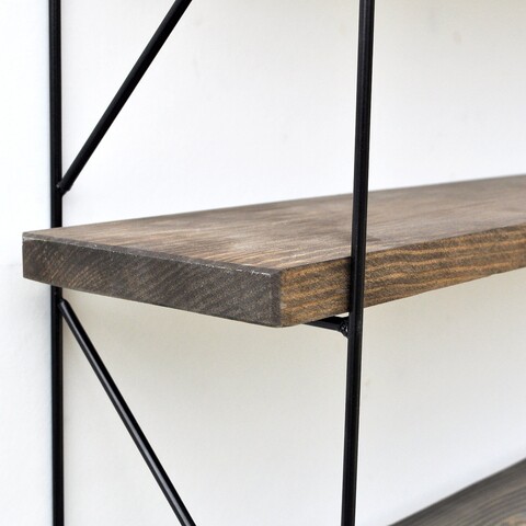 Raft de perete WR040, Evila Originals, 55x15x60 cm, lemn de molid, maro/negru