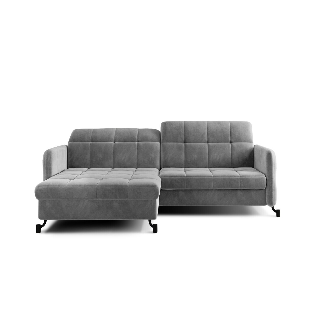 Set coltar extensibil stanga 3 locuri si taburet ELTAP, Lor_LP_11, Lorelle, 225x160x105 cm / 100x70x45 cm, lemn/poliester, gri deschis - view 2
