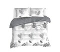 Lenjerie de pat dubla King (EU) Pipong, Mijolnir, 3 piese, 260x220 cm, bumbac ranforce, alb/gri