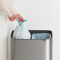 Cos de gunoi cu soft touch, Brabantia, Bo Touch Matt Fingerprint Proof, 2x30 L, 31.2x54.5x65.6 cm, otel, argintiu