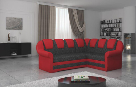 Coltar extensibil dreapta 3 locuri ELTAP, LII-034, Lord II, 243x195x112 cm, lemn/poliester, gri inchis/rosu
