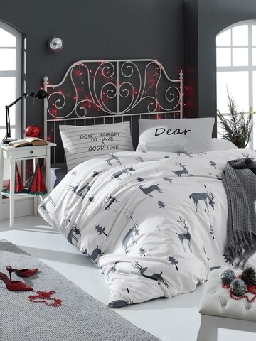 Lenjerie de pat dubla GoodTime – White, EnLora Home, 4 piese, bumbac ranforce, alb alb