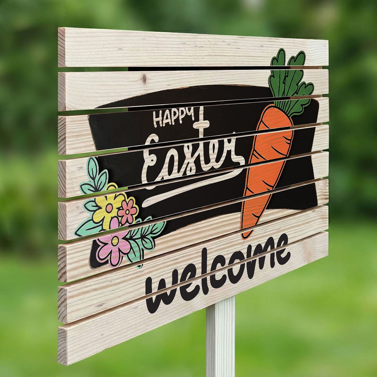 Semn de curte, Modern Easter Welcome, 58x38 cm, Multicolor - imagine 2