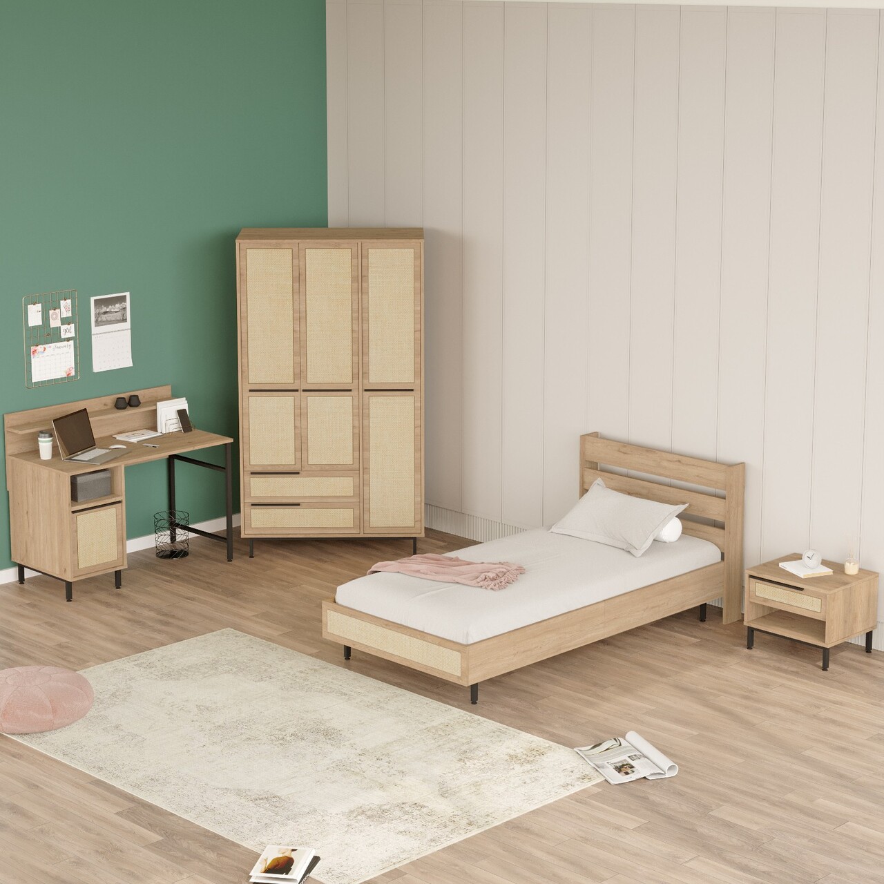 Set dormitor pentru copii, Locelso, ON24-SU, Stejar - 1 | YEO