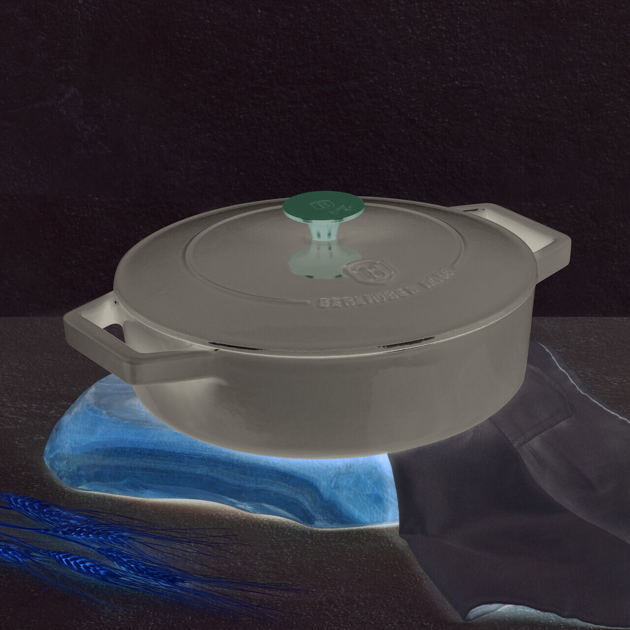 Oala cu capac Berlinger Haus, Taupe, 26 cm, 2.57 L, fonta, taupe