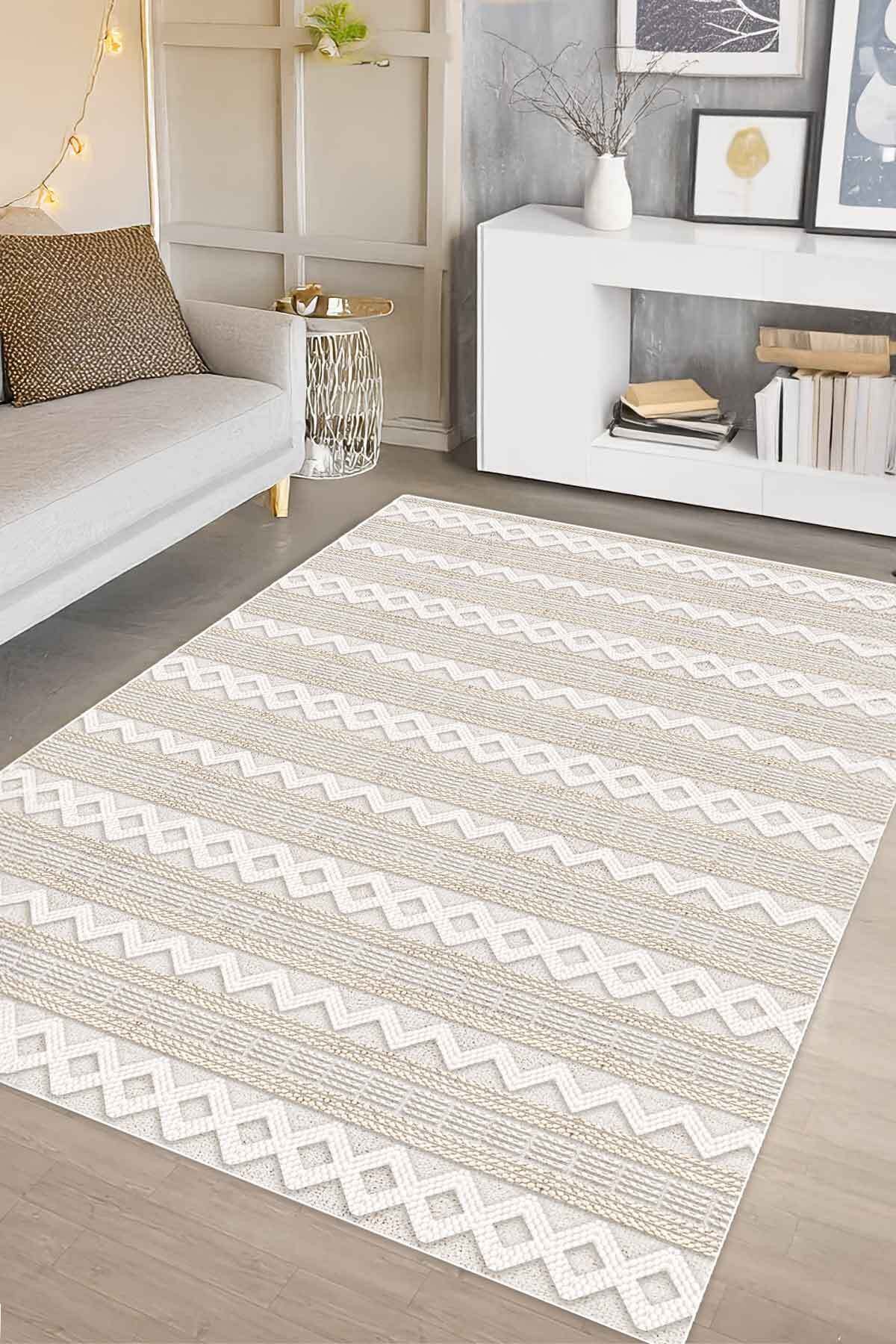 Covor, CLR-7329-HALI-44, 60x300 cm, Poliester, Bej