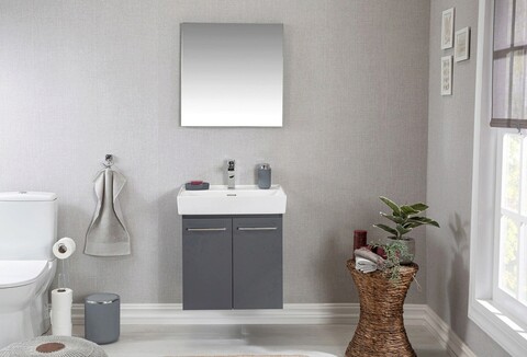 Set mobilier de baie (3 piese), jussara, carlsbad 60, gri