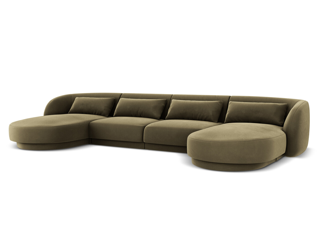 Coltar panoramic 5 locuri, Tulum, Cosmopolitan Design, 330x156x70 cm, catifea, verde