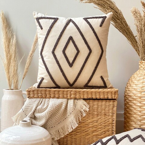 Perna, enlil organic woven punch pillow with İnsert, 43x43 cm, bumbac, maro