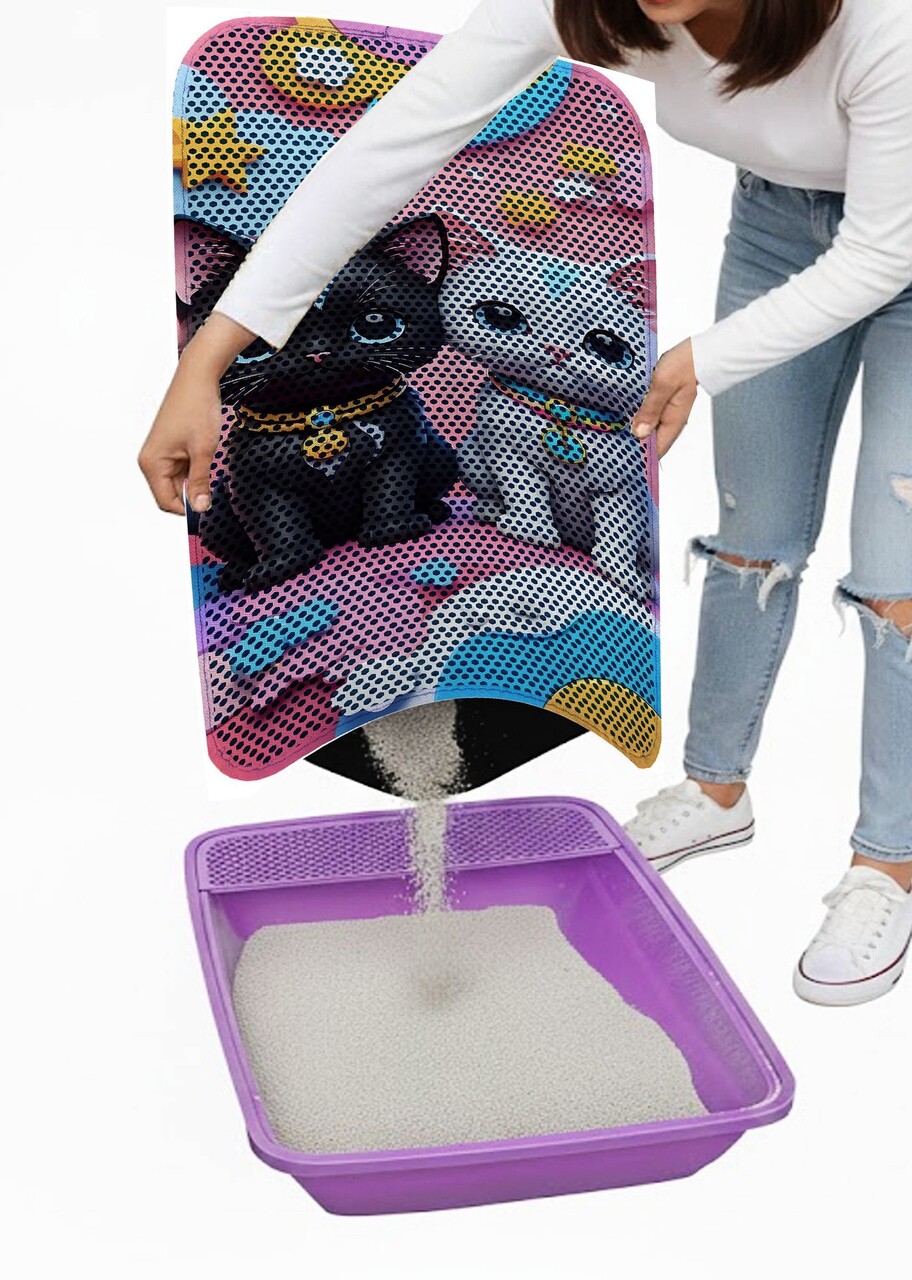 Covoras litiera pentru colectarea granulelor de nisip, Paws &amp; Whiskers, Cat Lıtter Mat 61, Multicolor - view 3