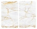 Set 2 protectii universale pentru aragaz, Wenko, Marble Gold, sticla termorezistenta, 30 x 52 cm, multicolor