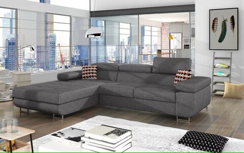Coltar extensibil stanga 4 locuri ELTAP, Armd-21, Armando, 289x203x85 cm, lemn/poliester, gri/multicolor