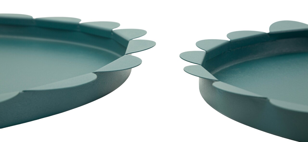 Set 2 tavi decorative, Mauro Ferretti, Saturn Round, 33x2 cm, metal, turcoaz - imagine 4