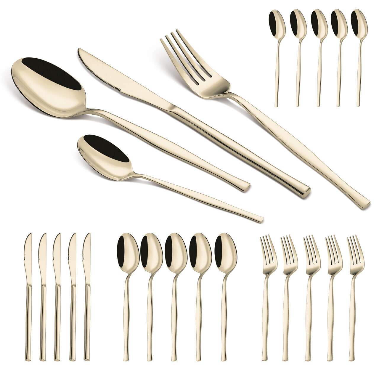 Set tacamuri 24 piese Berlinger Haus, Cutlery, model patrat, inox, sampanie - imagine 10